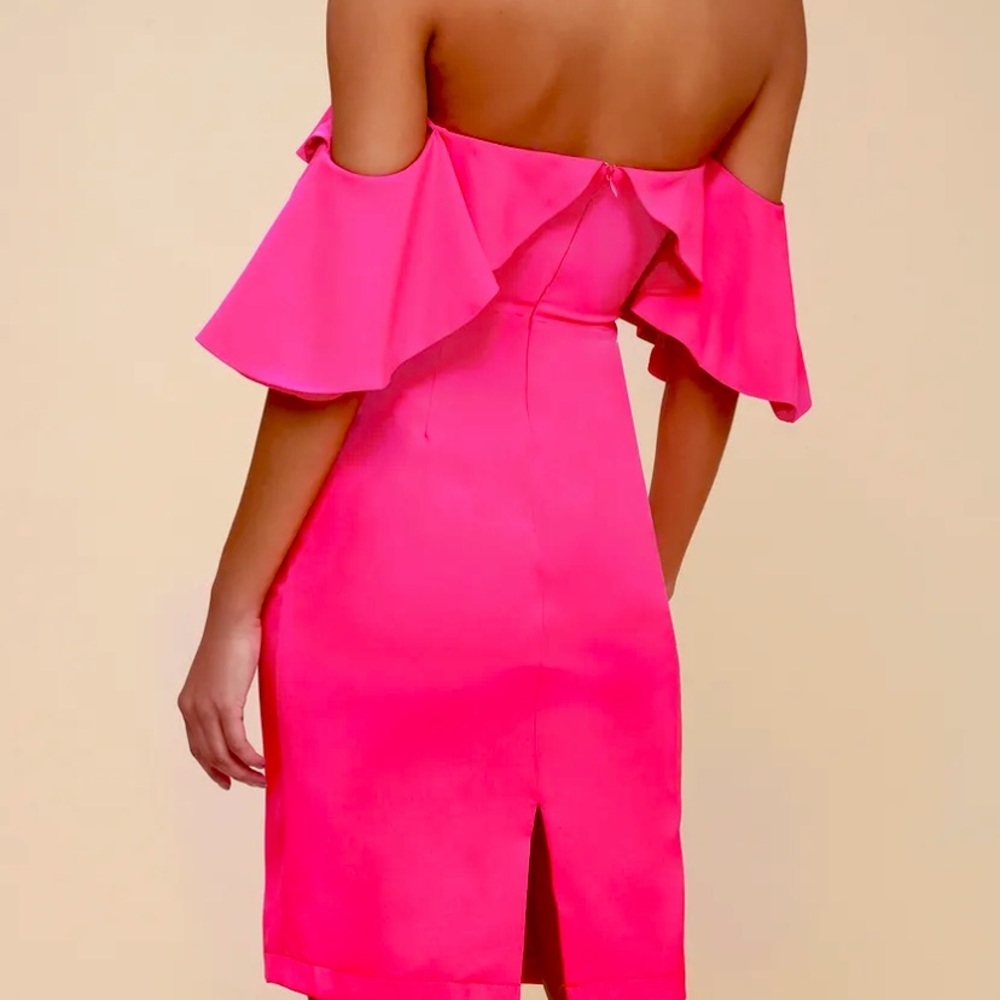 DO+BE off the shoulder hot pink mini dress